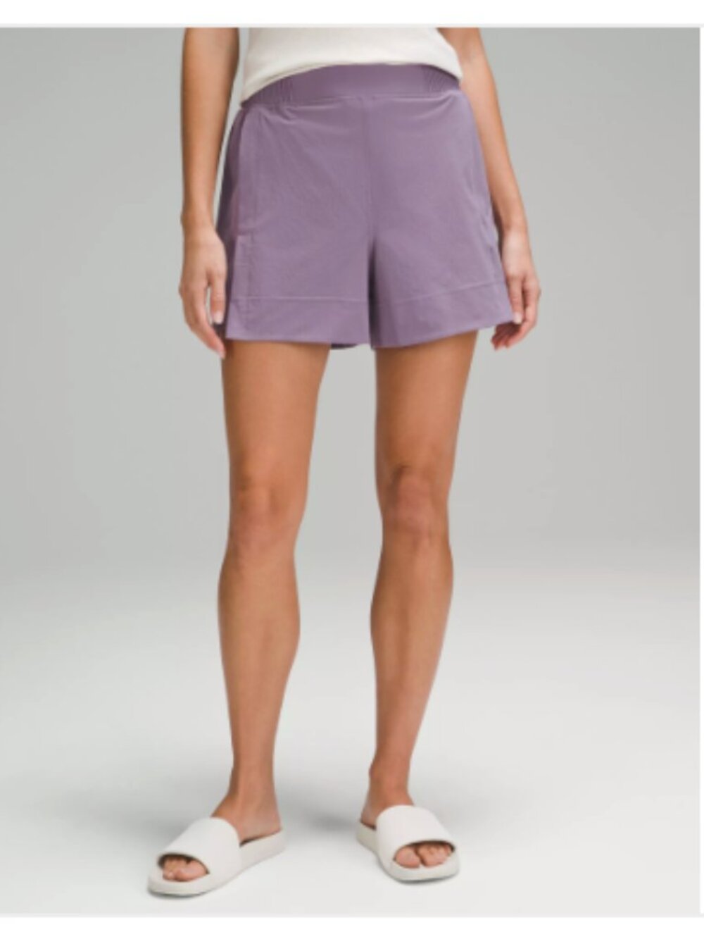 Stretch Woven Relaxed-Fit High-Rise Short 4" Purple Ash Size M